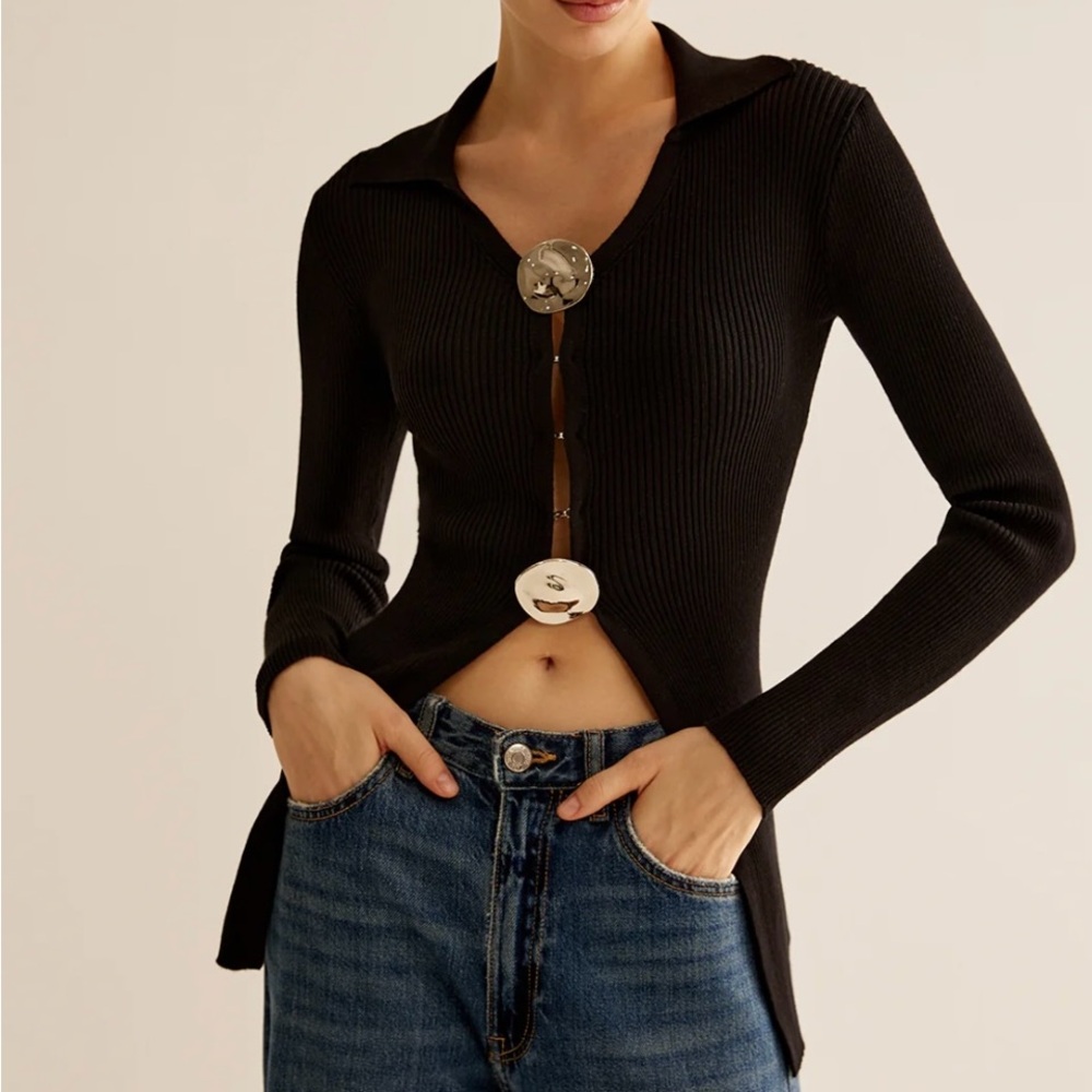 Commense Black Knit Cardigan